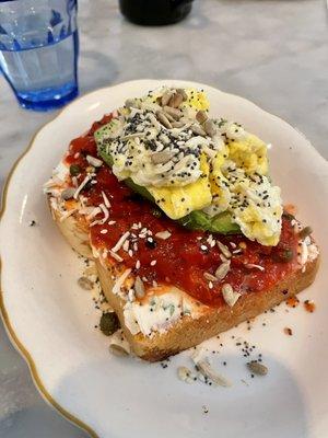 Avocado toast with scrambled egg