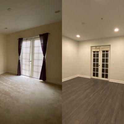 Before and after master bedroom (floors and painting)