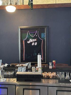 Owner Greg Ostertag's jersey from the NBA's Utah Jazz