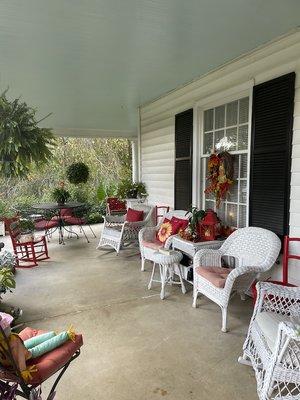 I ate breakfast at the table at the corner of the wrap around porch. It was so peaceful