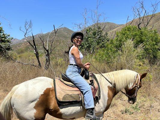 My wife on her first ride ever, Zuma Canyon trail!