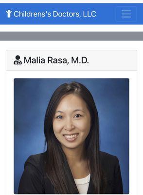 Our outstanding pediatrician Dr. Rasa!