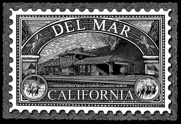 Del Mar,  Beach Stamp