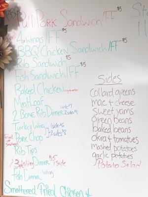 Menu board November 11 2020