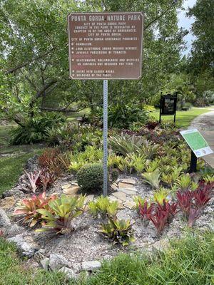 Signage stating the rules of the park