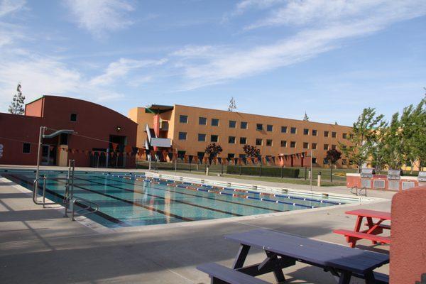 CAU's main campus includes a recreation center with athletic courts and pool.