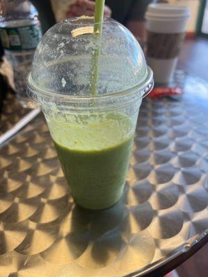 Kale banana smoothie. Couldn't wait to drink it for the picture.