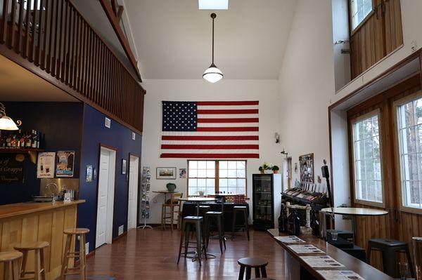 Our tasting room with plenty of tables and chairs to maintain proper social distancing.