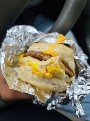 Sausage egg and cheese biscuit