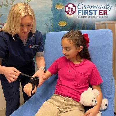 Our dedicated pediatric room has a teddy bear waiting for our little patients!