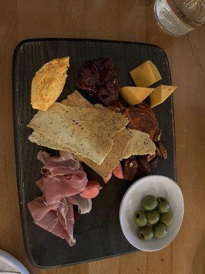 Cheese plate with cured meats