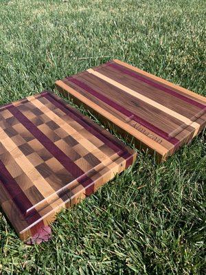 Made these cutting boards with walnut, Purple Heart from reel lumber.