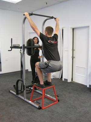 If you can't do a pull-up, consider training with this option, which also works the legs as a bonus.