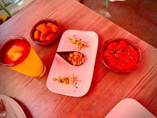 meatballs and croquettes with frozen sangria