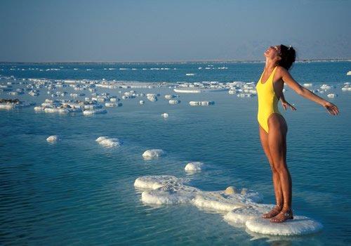 Standing on Dead Sea Salt Bed