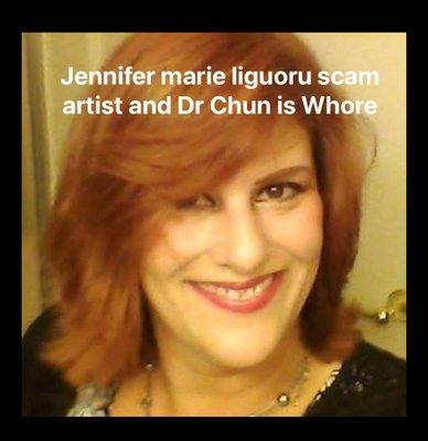 Jennifer marie Liguori and shes a  scamming con artist thief who lures people to dirty surgery centers and they bait and switch you. The tak