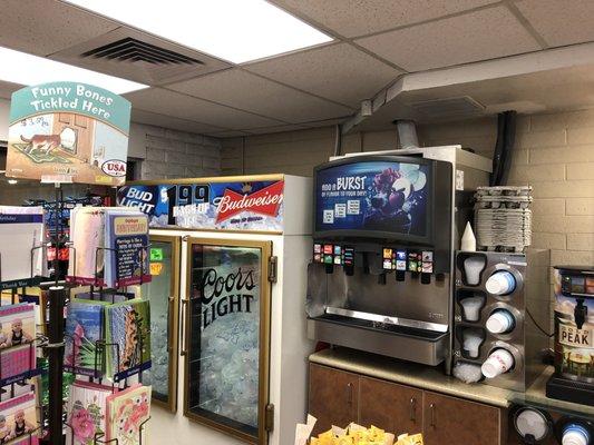 8lb bags of ice...Soda machine with everyone's favorite cubed ice