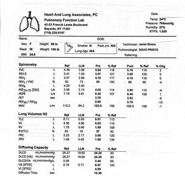 Pulmonary Function Evaluation Report Example
 Page 1.