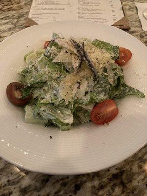 Caesar salad with white anchovies