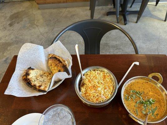 Basmati Rice, Paneer Naan, Shahi Paneer