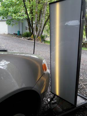 Repaired dent in fender of 01 Toyota Corolla