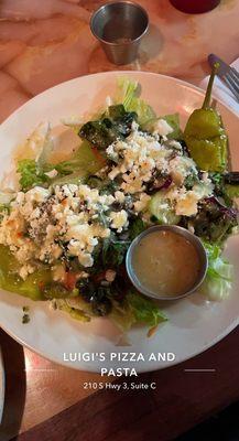 Excellent Greek salad with tons of black olives! I used too much oil but it was extremely fresh and the large is big enough for 2.