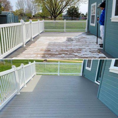 deck staining before and after