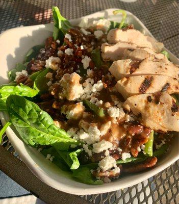 Spinach pecan salad with chicken