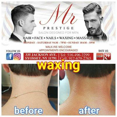 Smooth neck and shoulder waxing for all you manly needs