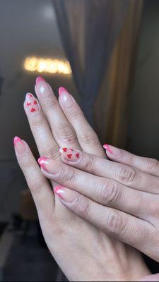 Valentine almond nails