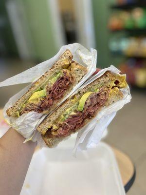 Pastrami sandwich with avocado