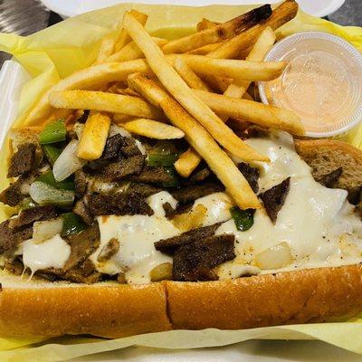 Lamb Cheese Steak & Fries