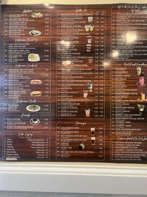 BonBon Tea Wall Menu listing beverage and food choices