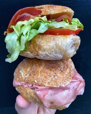 PLT ($8) and Mortadella ($5)