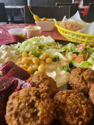 Vegetarian platter. So huge. The falafel is heavenly.