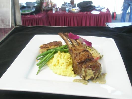 New Zealand rack of lamb with risotto on location.