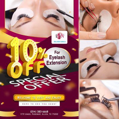 10% OFF Eyelash Extension
It's time to make those lashes look good!
Get the long and luscious lashes