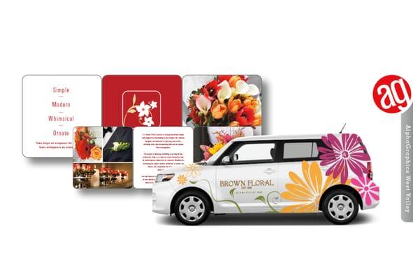 Designs for a local florist Brown Floral. We do design and branding as well as all the printing, websites, SEO work.