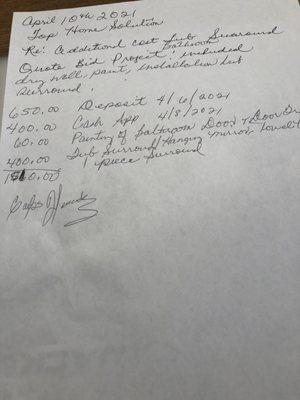 Javier did not adhere to agreement and poor work quality and wanted additional money. Lack professionalism and integrity. Poor customer serv