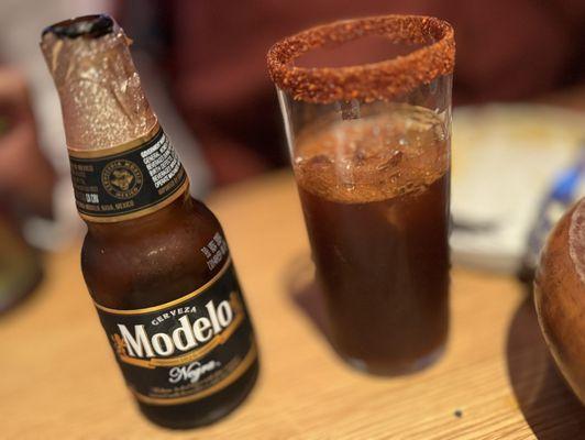 Modelo Beer with Tomato Juice