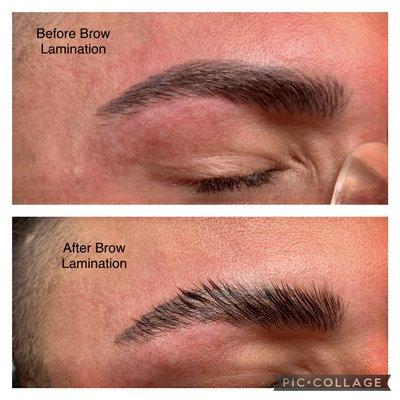 EyebrowsThreading , Before & After Brow Lamination .