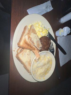 Grits, Sausage Patties, 2 Eggs and 2 Sausage Patties Breakfast Platter