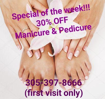 PROMO 30% OFF 
MANICURE & PEDICURE