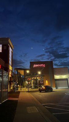 Outside view of restaurant from parking lot.