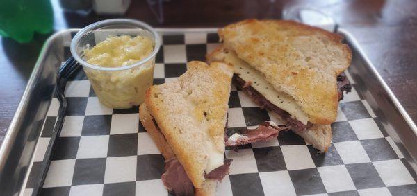 Roast beef and horseradish on homemade sourdough, delicious.