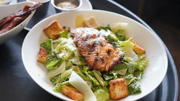 Blackened salmon Ceasar salad. Very good!