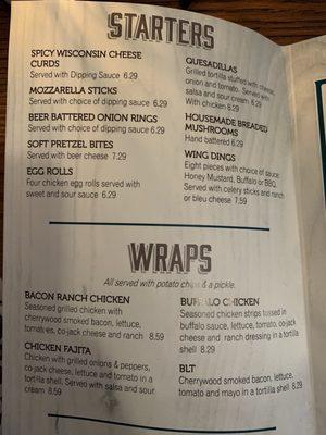 Starters and wraps