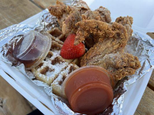 Chicken & Waffles = perfectly fried and seasoned = a must!