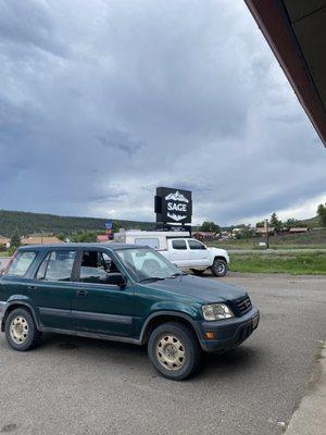 View of the sign outside.