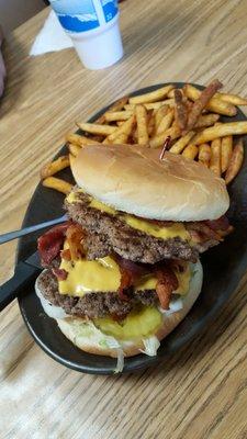 The Colton Burger with spicy fries